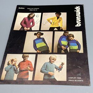 Vintage Patterns Brunswick Yarns Bulkies Aspen and Lochwind Knits Leaflet 7204